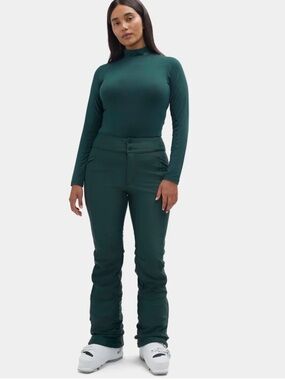 Women's Dark Green Boot-Cut Ski Pants